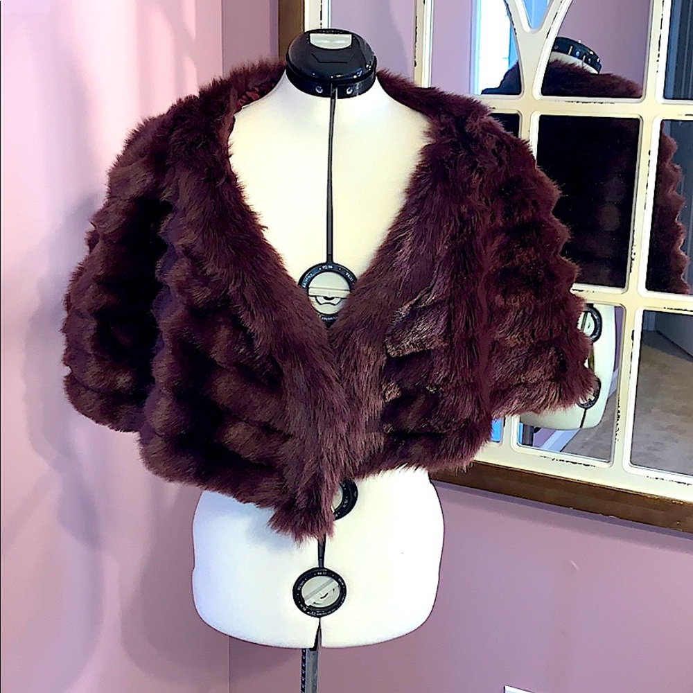 Wine Faux Fir Wrap -   Bridal Party or Prom